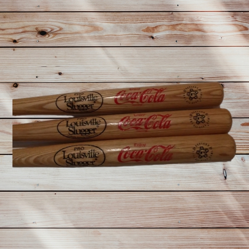 3 Vintage Oakland A's Coca Cola 1987 All Star Game Souvenir Bats Rare